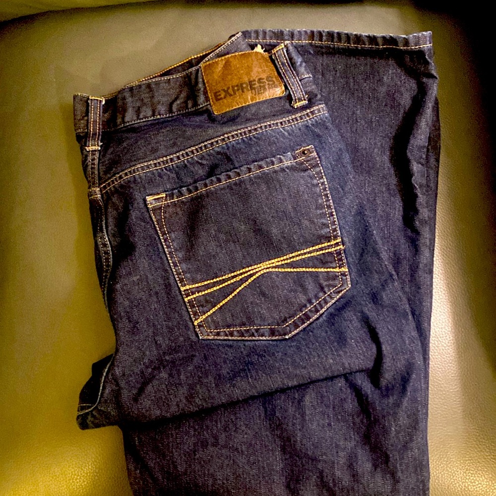 MENS Express dark blue jeans straight leg 36x32
